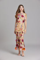 Evelyn Women's Midi Dress | Embroidered Floral Bodycon, Perfect for Summer Events 4