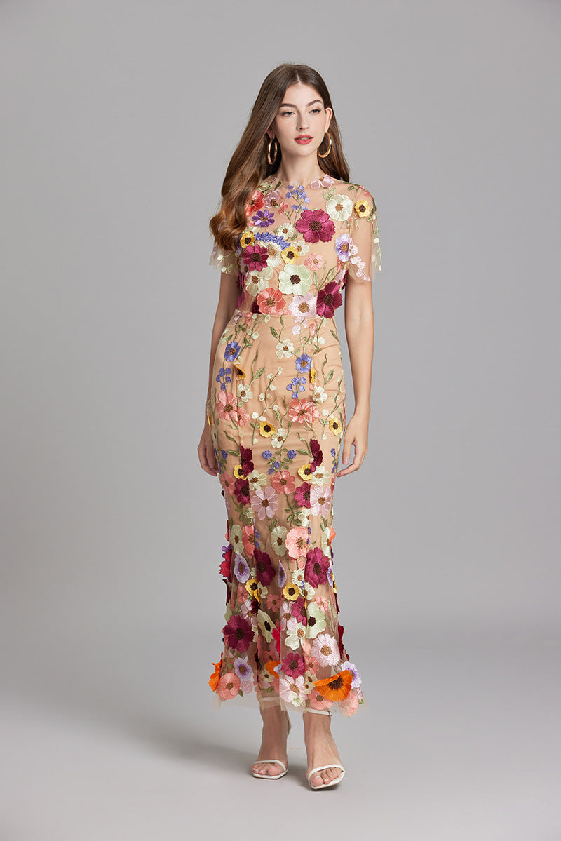 Evelyn Women's Midi Dress | Embroidered Floral Bodycon, Perfect for Summer Events 4