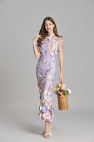 Evelyn Women's Midi Dress | Embroidered Floral Bodycon, Perfect for Summer Events 6