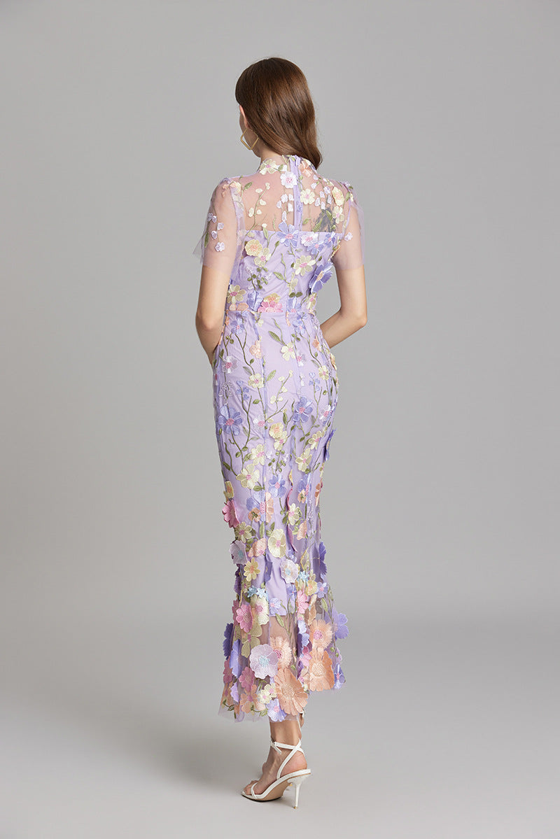 Evelyn Women's Midi Dress | Embroidered Floral Bodycon, Perfect for Summer Events 8