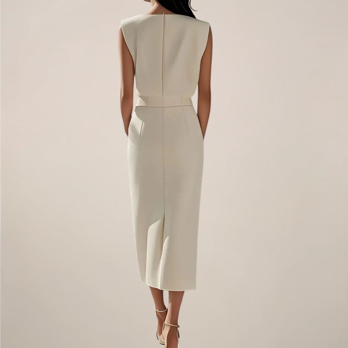 Evelyn Women's Midi Dress | Sleek Sleeveless Design, Elegant Cocktail Dress 3
