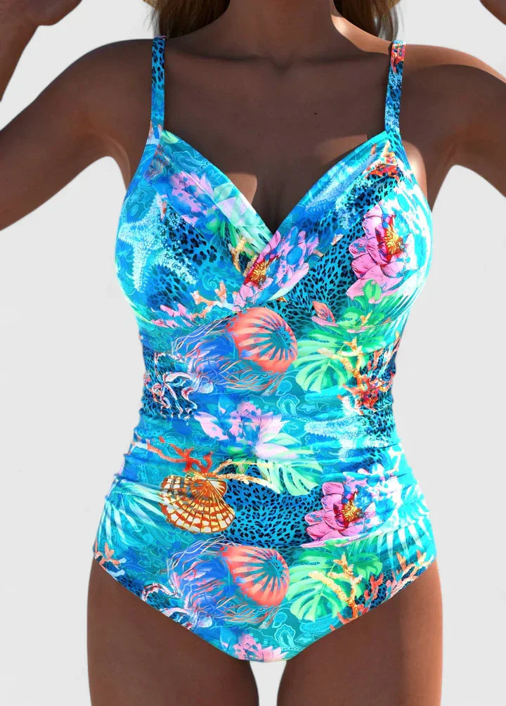Evelyn Women's One Piece Swimsuit | Tropical Print, Flattering Fit 0