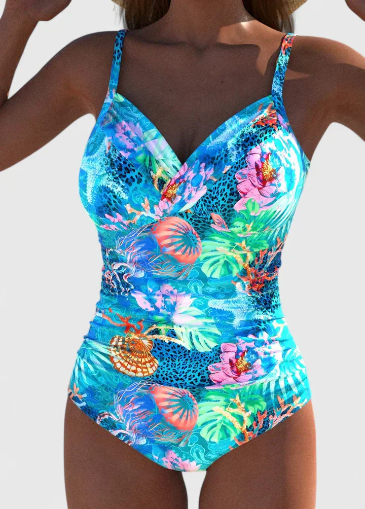 Evelyn Women's One Piece Swimsuit | Tropical Print, Flattering Fit 1