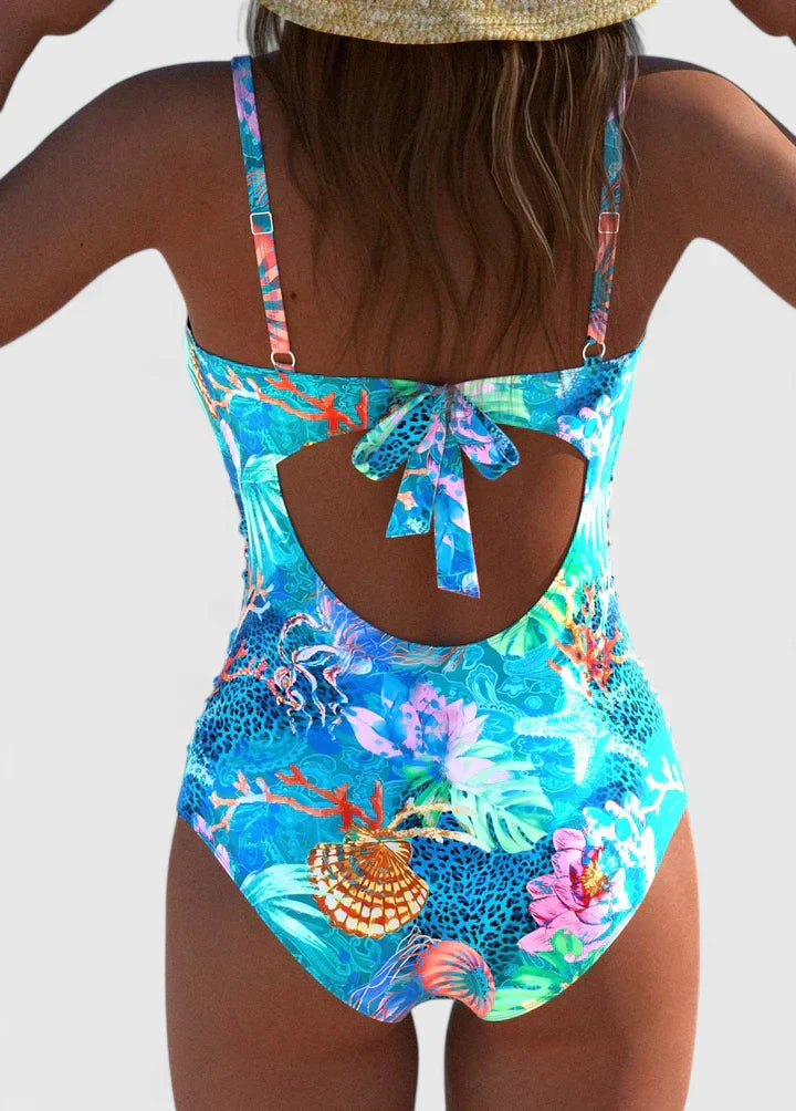 Evelyn Women's One Piece Swimsuit | Tropical Print, Flattering Fit 2