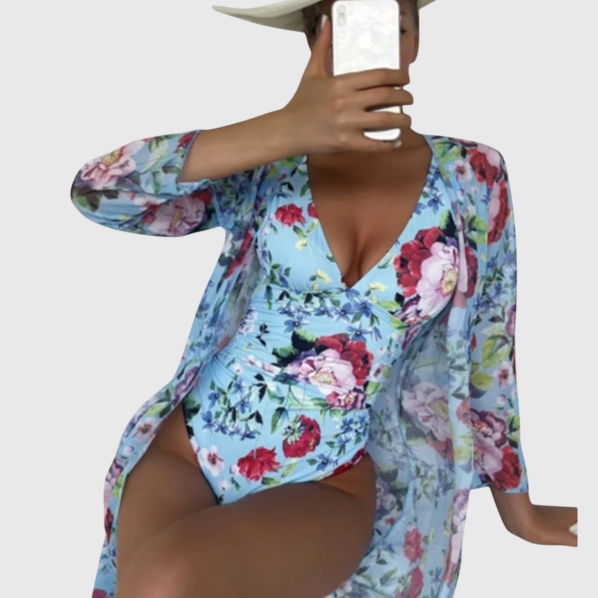 Evelyn Women's Swimsuit Set | Floral Print, Elegant One Piece Swimwear 1