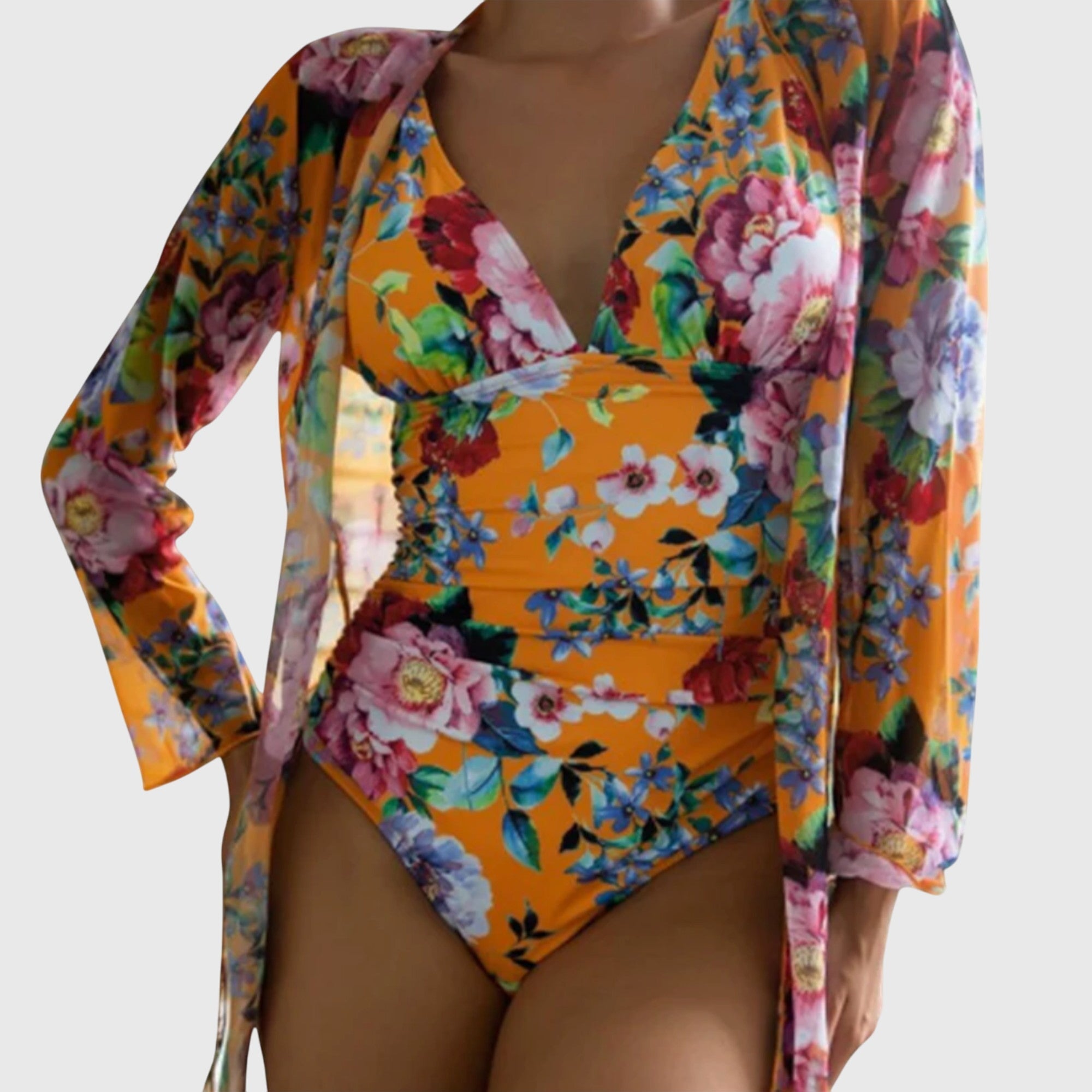 Evelyn Women's Swimsuit Set | Floral Print, Elegant One Piece Swimwear 2