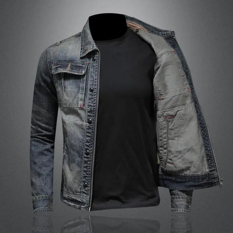 Fay Men's Denim Jacket | Matte Textured Finish, Regular Fit 1