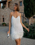 Felicity Women's Cocktail Dress | Fringe Feathers and Sequins 1