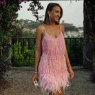 Felicity Women's Cocktail Dress | Fringe Feathers and Sequins 4