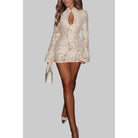 Fiona Women's Dress | Elegant Lace Mini Cocktail Dress with Flared Sleeves 4