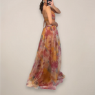 Fiona Women's Maxi Dress | Floral Print, Backless A-Line 1