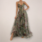 Fiona Women's Maxi Dress | Floral Print, Backless A-Line 6