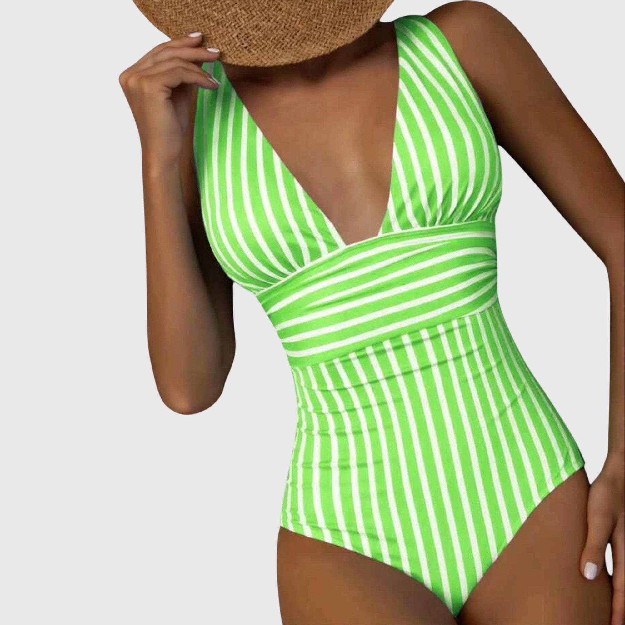 Fiona Women's One-Piece Swimsuit | Striped V-Neck Design, Sculpted Fit 5