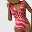 Fiona Women's One-Piece Swimsuit | Striped V-Neck Design, Sculpted Fit 6