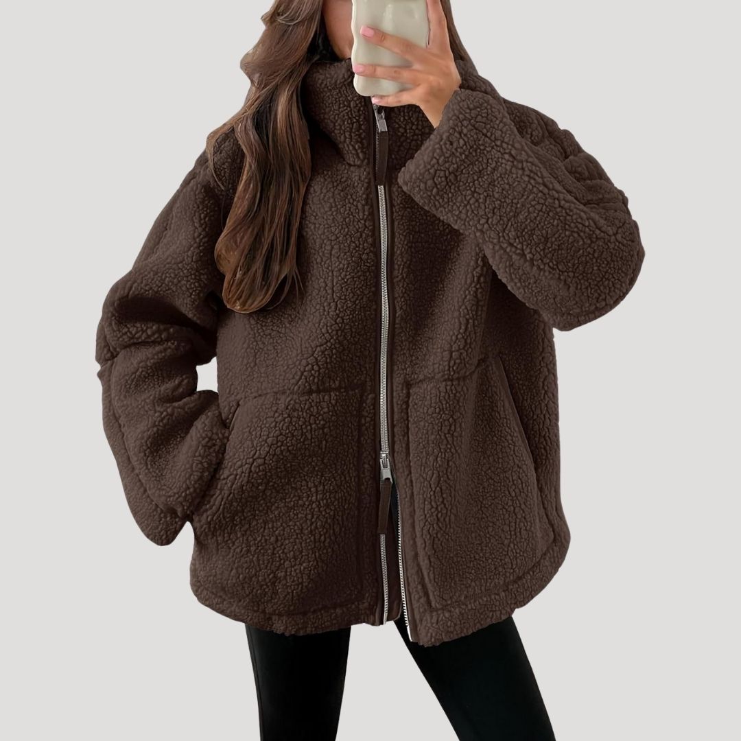 Fiona Women's Winter Jacket | Fluffy Fleece Zip-Up 3