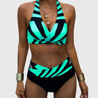 Gina Women's Bikini Set | Striped High-Waisted Two-Piece Swimwear 1
