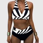 Gina Women's Bikini Set | Striped High-Waisted Two-Piece Swimwear 2