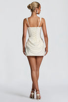 Gina Women's Dress | White Ruched Bodycon Mini Dress 1