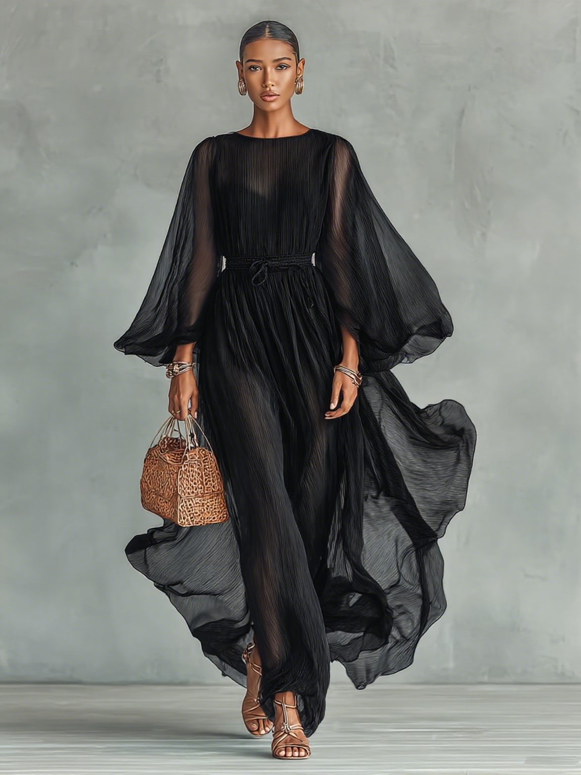 Gina Women's Maxi Dress | Lightweight Pleated Fabric, Elegant Summer Style 0