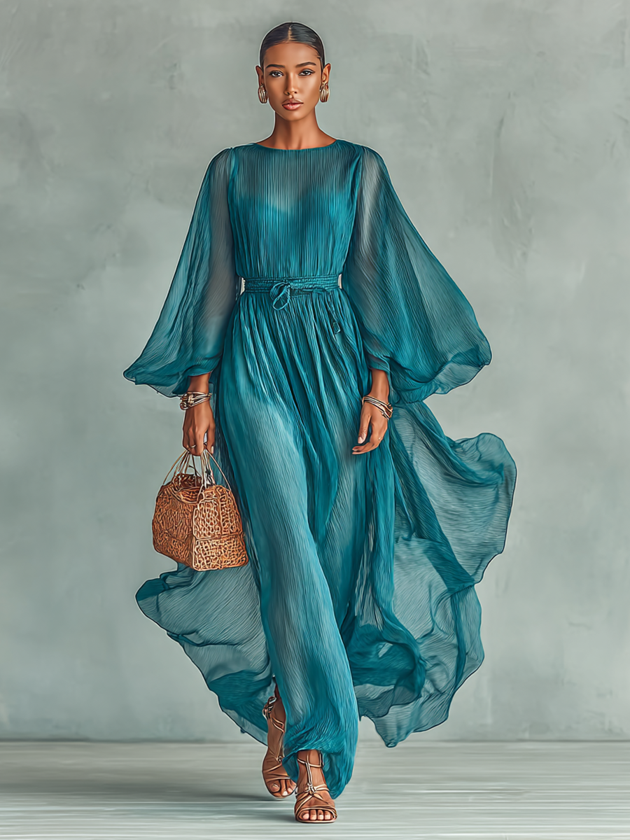 Gina Women's Maxi Dress | Lightweight Pleated Fabric, Elegant Summer Style 1