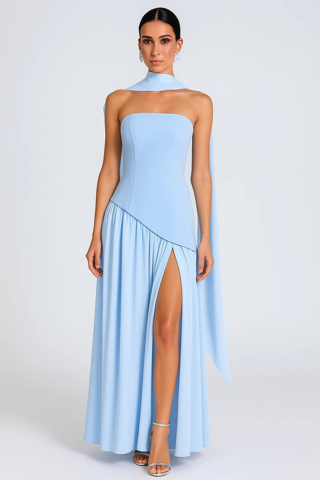 Harriet Women's Cocktail Dress | Asymmetric Crepe and Chiffon Design 13