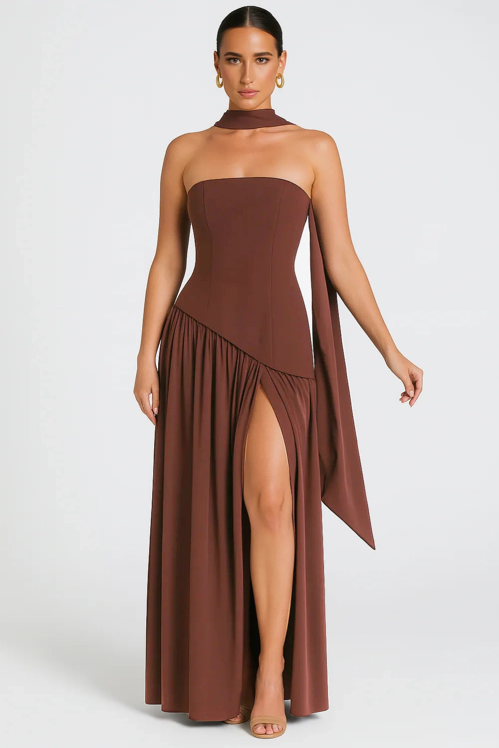 Harriet Women's Cocktail Dress | Asymmetric Crepe and Chiffon Design 2