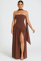 Harriet Women's Cocktail Dress | Asymmetric Crepe and Chiffon Design 2