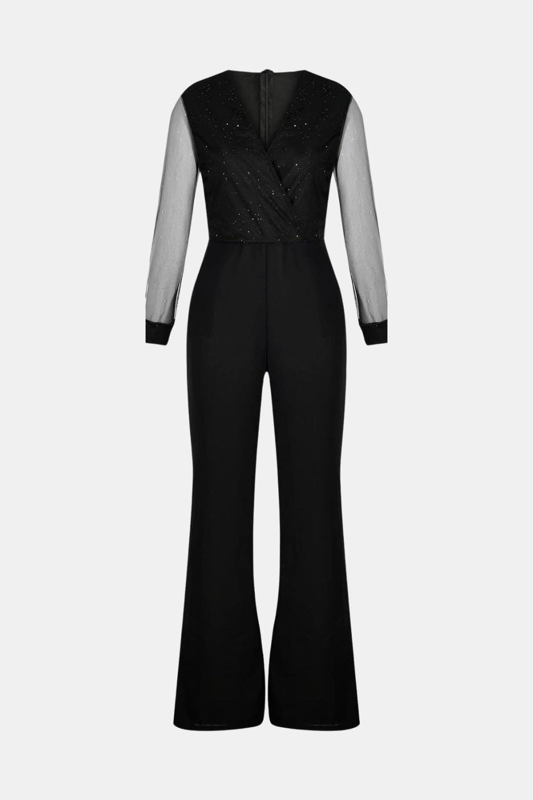 Ivy Women's Black Jumpsuit | Elegant Glitter Top, Straight-Leg Design 0