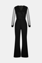 Ivy Women's Black Jumpsuit | Elegant Glitter Top, Straight-Leg Design 0
