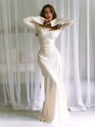 Ivy Women's Maxi Dress | Ivory Satin, Elegant Formal Wear 1
