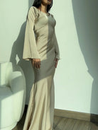 Ivy Women's Maxi Dress | Ivory Satin, Elegant Formal Wear 3