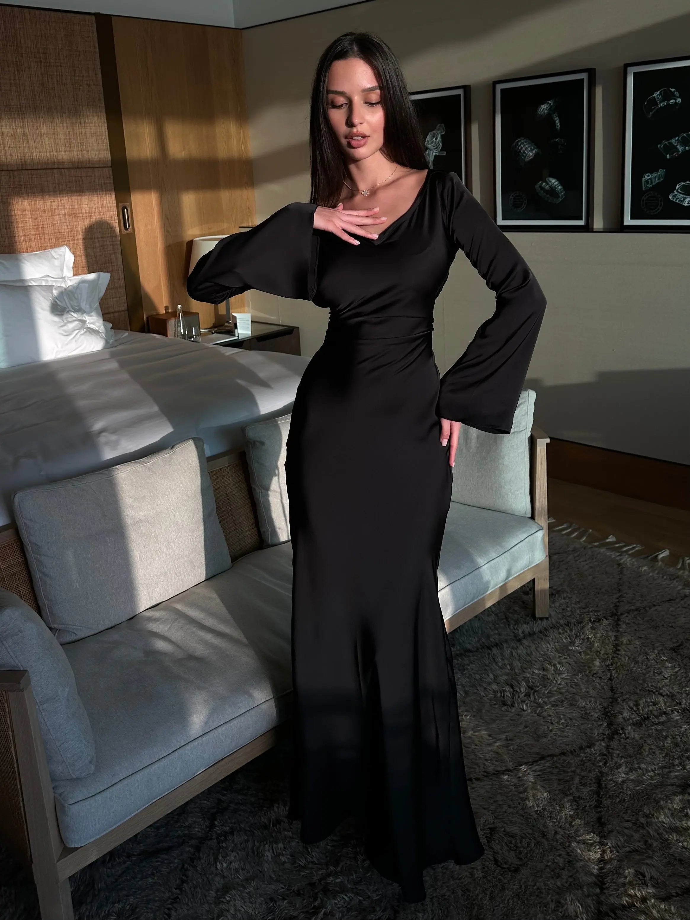 Ivy Women's Maxi Dress | Ivory Satin, Elegant Formal Wear 5