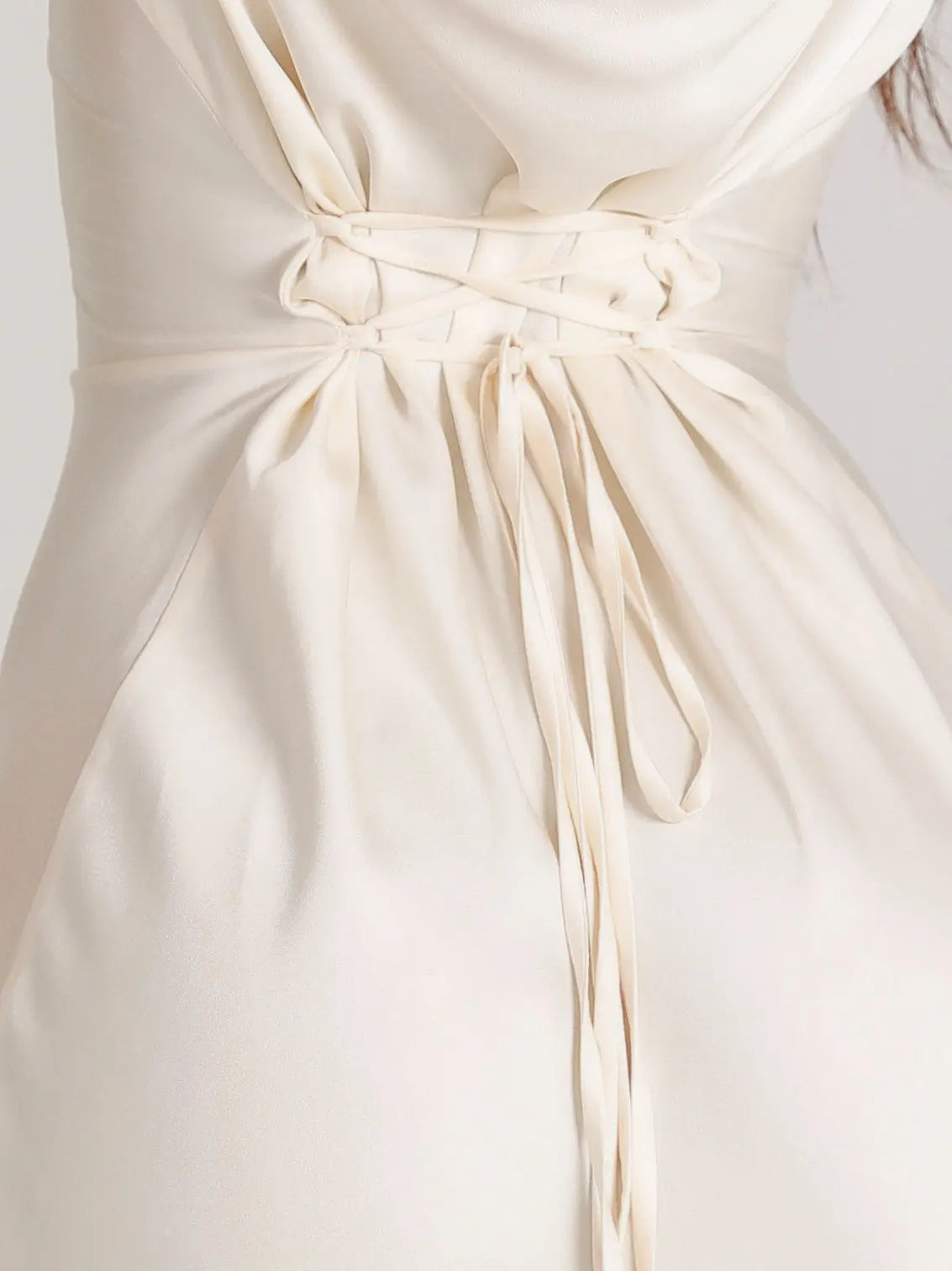 Ivy Women's Maxi Dress | Ivory Satin, Elegant Formal Wear 7