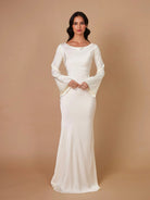 Ivy Women's Maxi Dress | Ivory Satin, Elegant Formal Wear 8