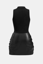 Izza Women's Black Mini Dress | Faux Leather Tie Detail, Cocktail Party 5