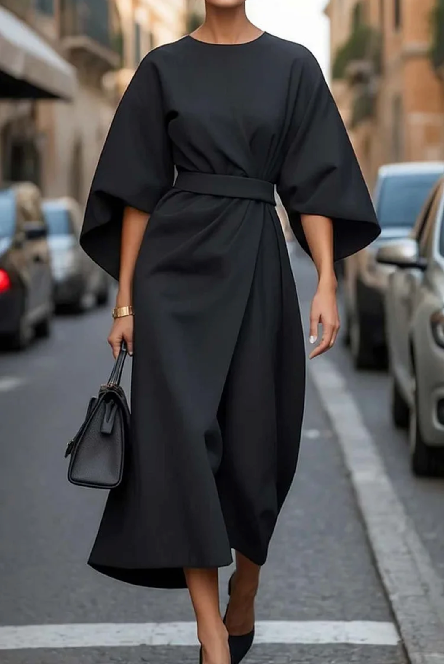 Jade Women's Formal Dress | Lantern Sleeves, Belted Plus Size Available 1