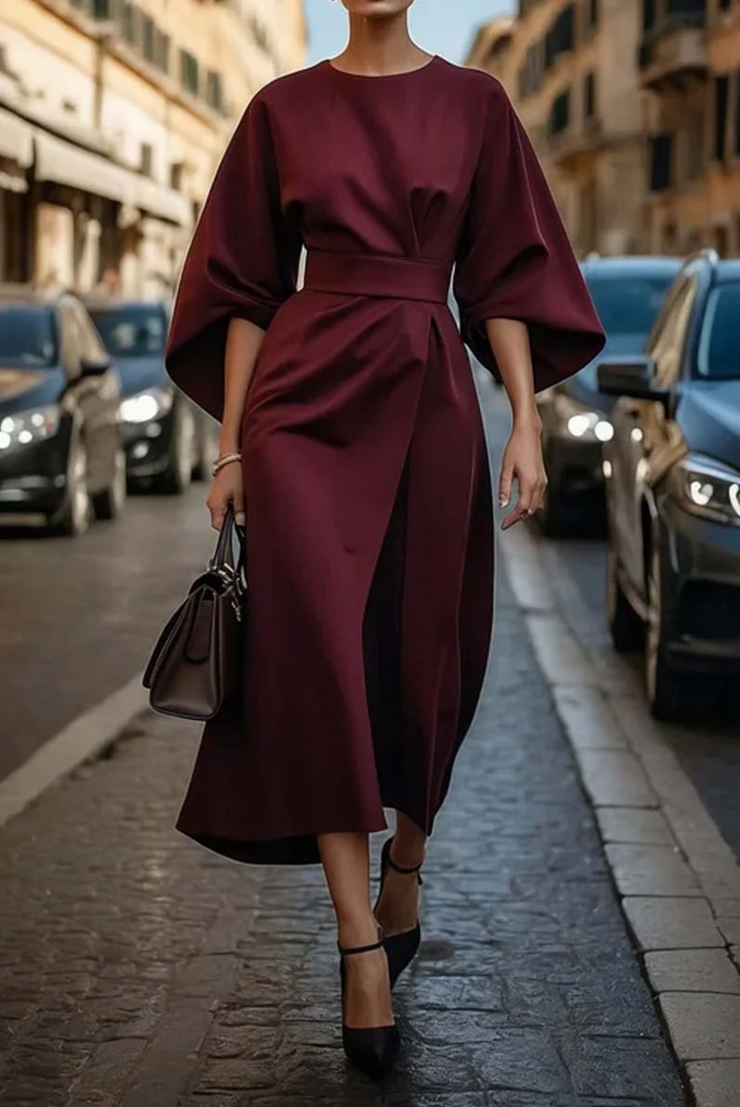 Jade Women's Formal Dress | Lantern Sleeves, Belted Plus Size Available 6