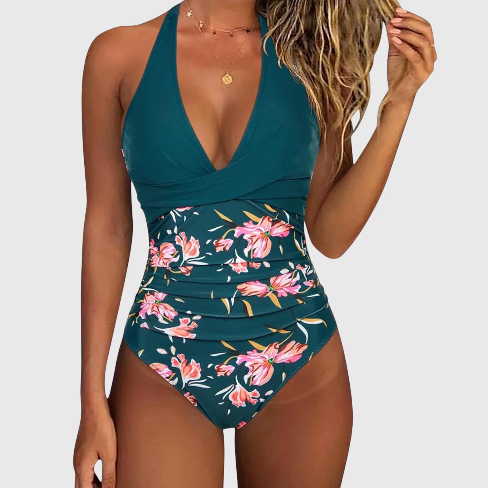 Jade Women's One Piece Swimsuit | Floral Print, Sculpted Waist Design 1