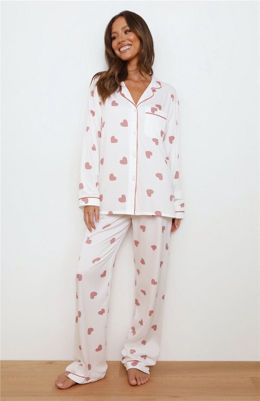Jasmine Women's Pyjamas Set | Cozy Heart Print, Long Sleeve 7