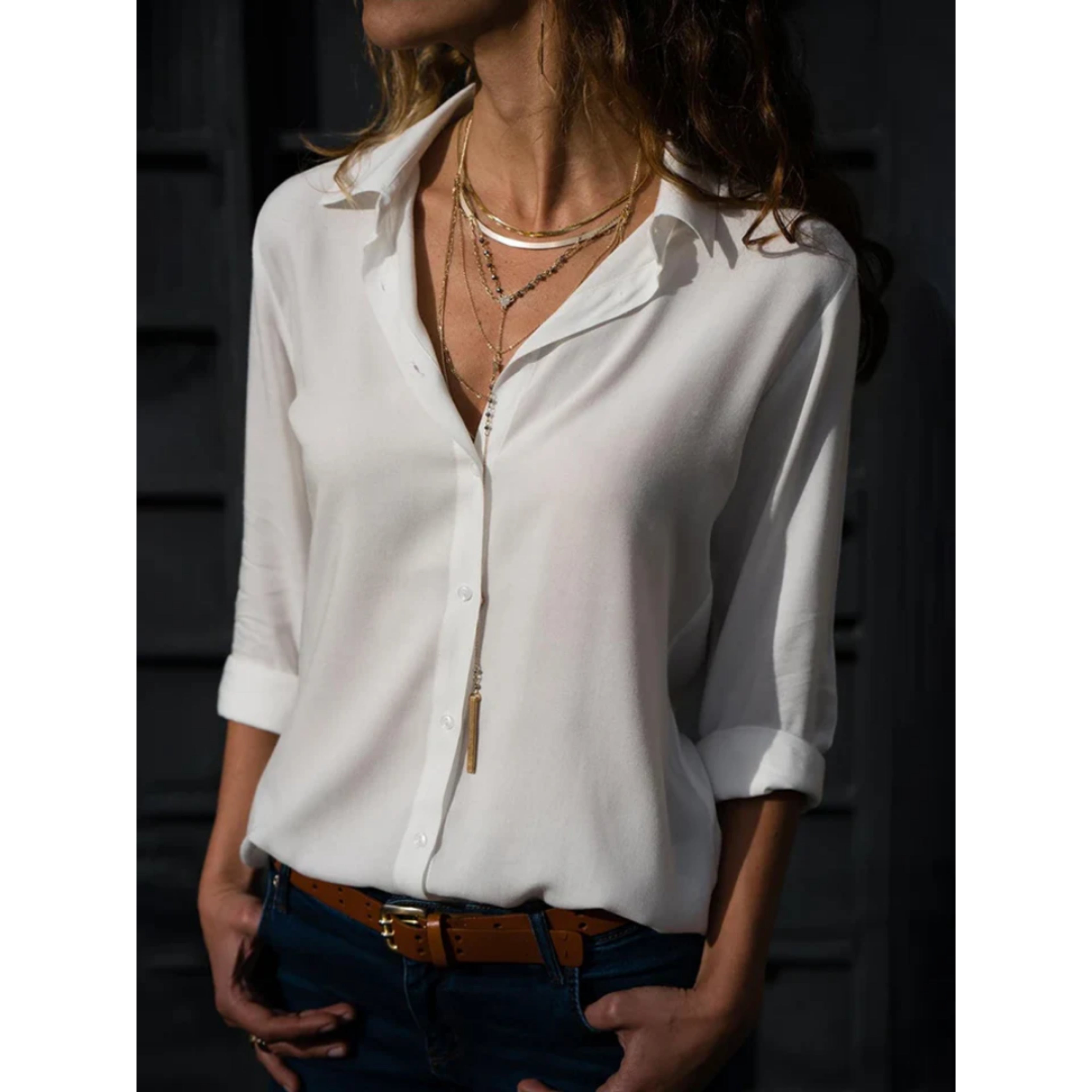Kara Women's Blouse | Lightweight Long Sleeve, Classic Button-Up 0