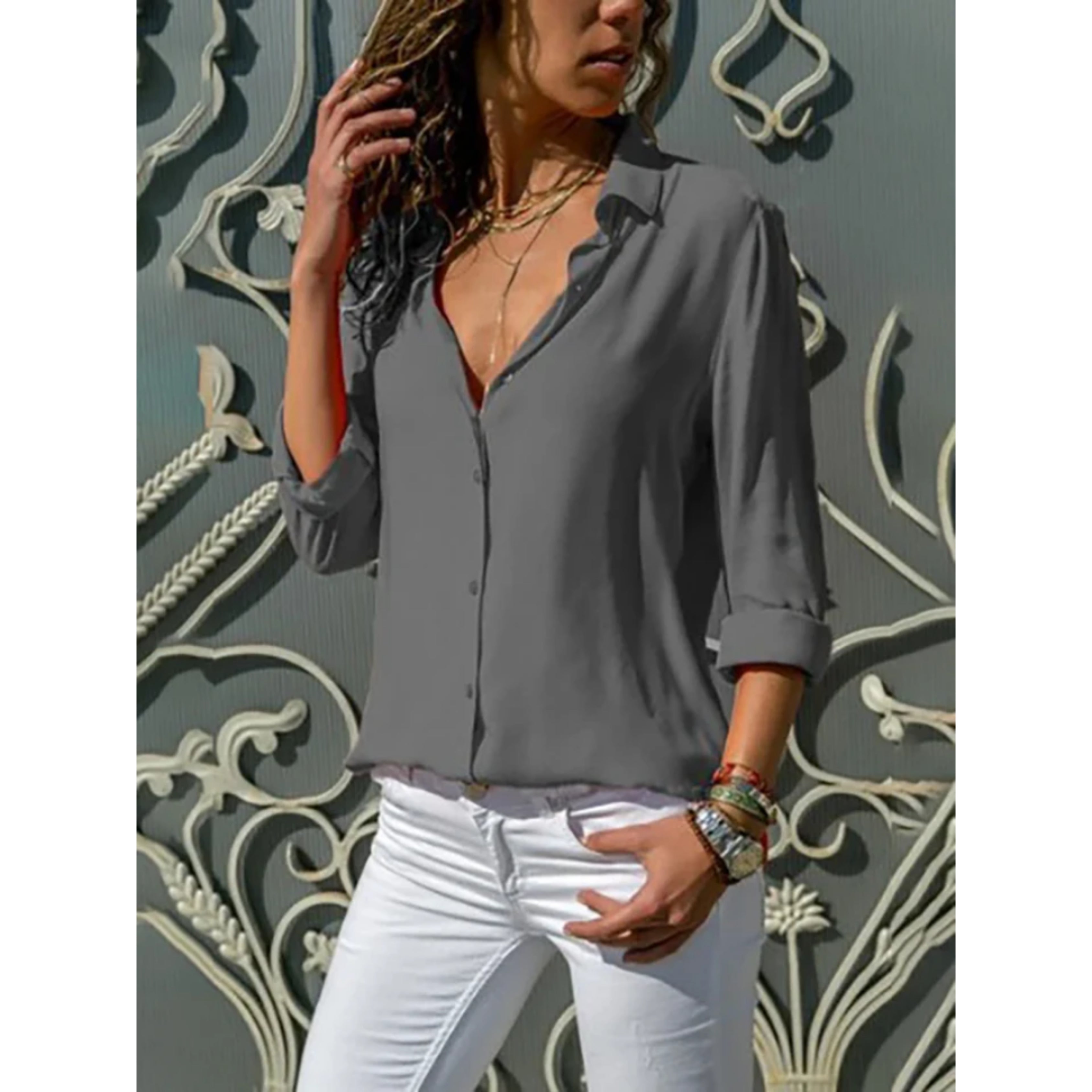 Kara Women's Blouse | Lightweight Long Sleeve, Classic Button-Up 4