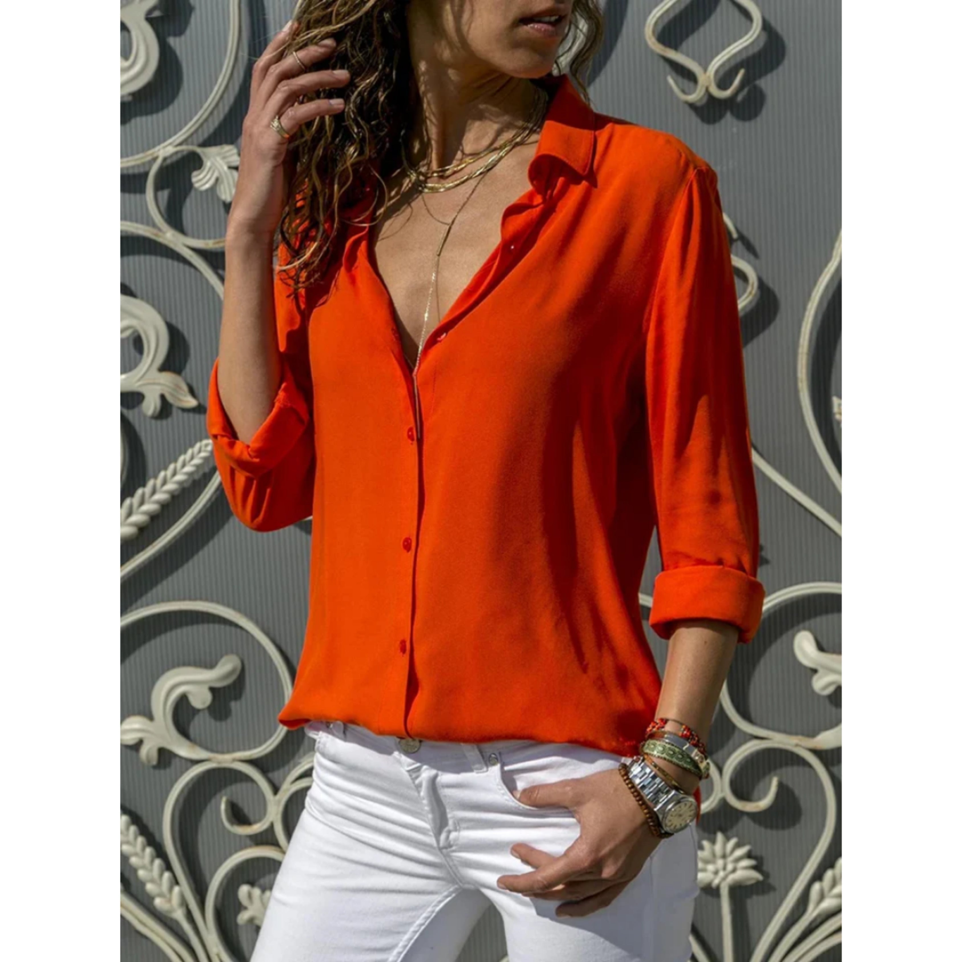 Kara Women's Blouse | Lightweight Long Sleeve, Classic Button-Up 6