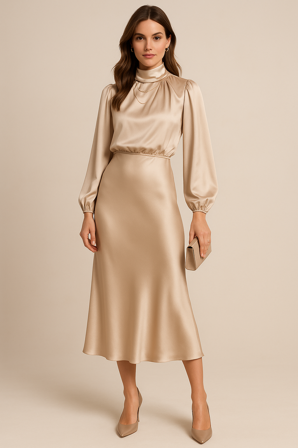 Kara Women's Midi Dress | Cotton Blend, Elegant White Dress for Formal Events 0