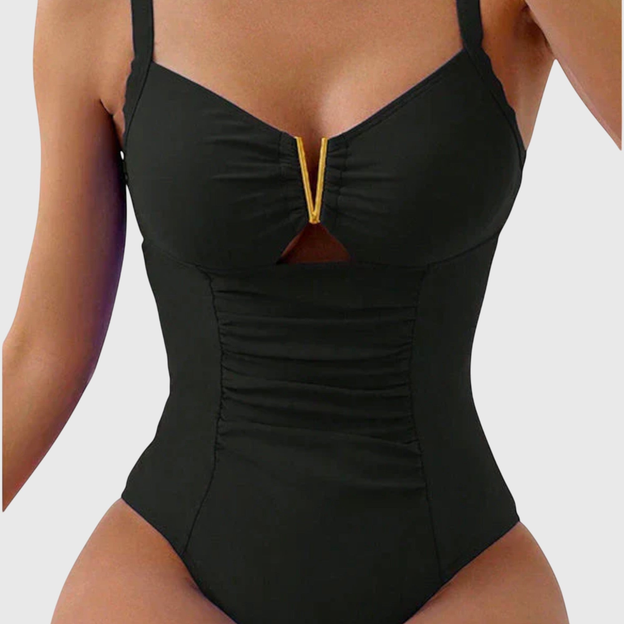 Kara Women's One-Piece Swimsuit | Tummy Control, Ruched V-Neck Design 0