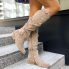 Knee High Slouch Boots for Women | Matte Texture, Side Zipper, Casual 0