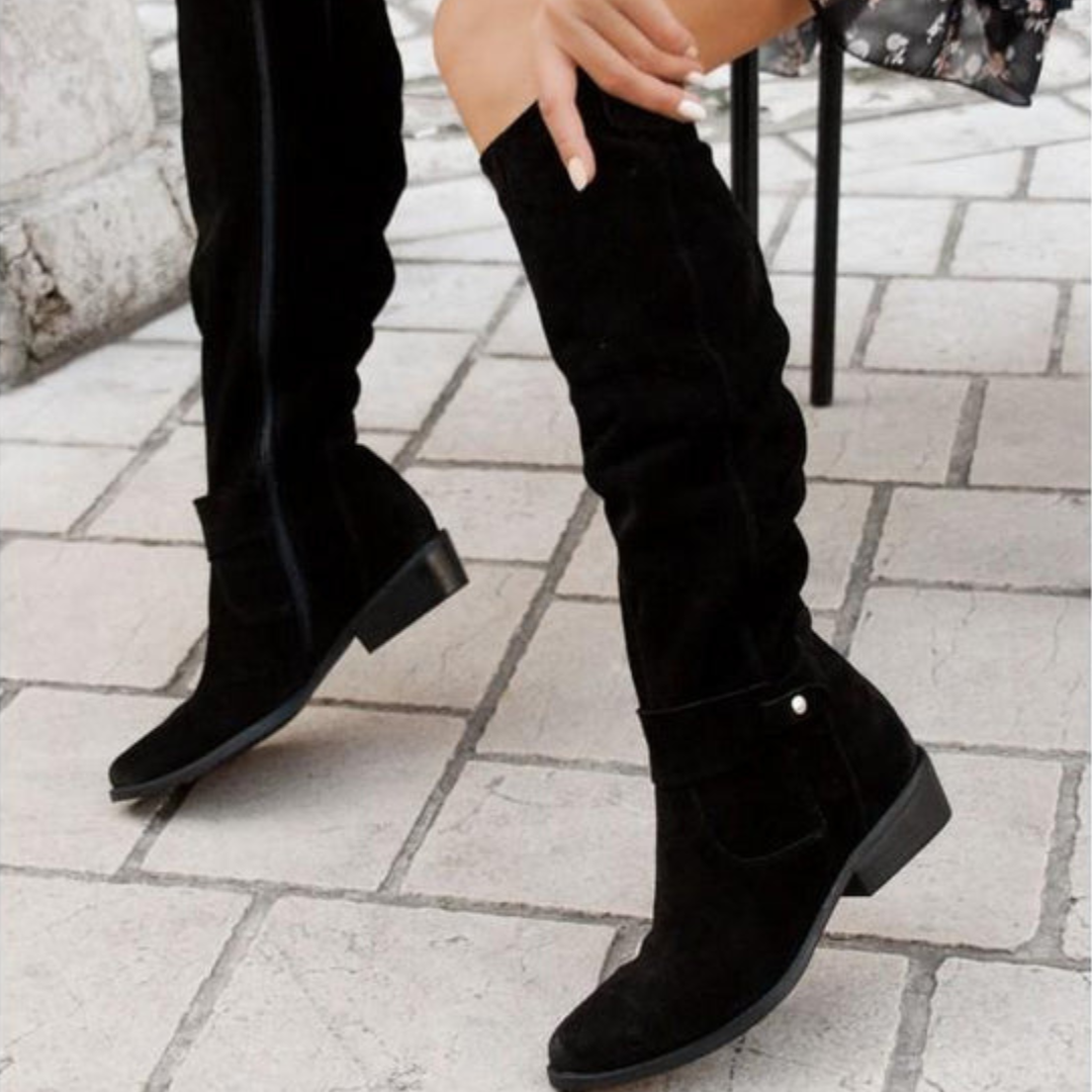 Knee High Slouch Boots for Women | Matte Texture, Side Zipper, Casual 2