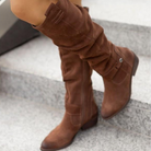 Knee High Slouch Boots for Women | Matte Texture, Side Zipper, Casual 4