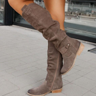 Knee High Slouch Boots for Women | Matte Texture, Side Zipper, Casual 6