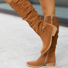 Knee High Slouch Boots for Women | Matte Texture, Side Zipper, Casual 8