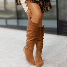 Knee High Slouch Boots for Women | Matte Texture, Side Zipper, Casual 9